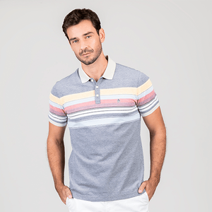 Polo Original Penguin Marinho Piquet Listrado