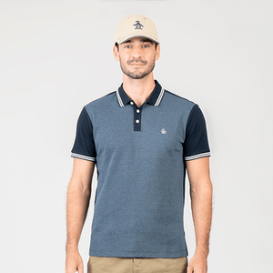 Polo Original Penguin Marinho Interloque Jacquard