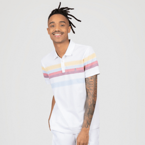Polo Original Penguin Branca Piquet Listrado