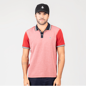 Polo Original Penguin Vermelho Interloque Jacquard