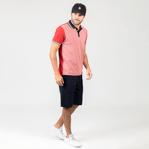 Polo Original Penguin Vermelho Interloque Jacquard