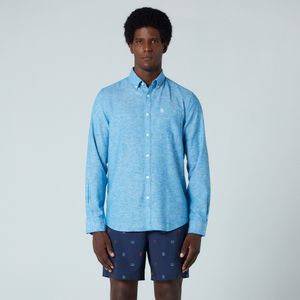 Camisa de Linho Lisa Original Penguin Azul Claro