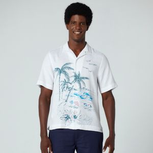 Camisa Linho MC Estampada Branca Original Penguin