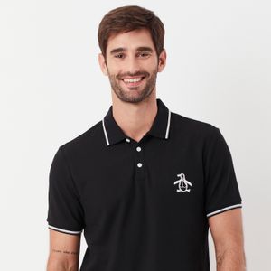 Polo Piquet Mega Patch Preta Original Penguin
