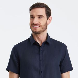 Camisa Linho Marinho Original Penguin