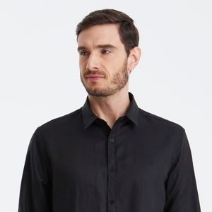 Camisa Linho Preta Original Penguin