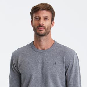 Suéter de Tricot Gola Careca Cinza Mescla Original Penguin
