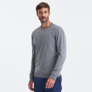 Suéter de Tricot Gola Careca Cinza Mescla Original Penguin