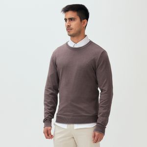 Sueter Tricot Gola Careca Marrom Original Penguin