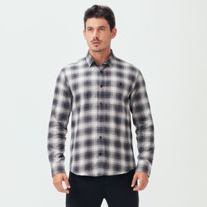Camisa Flanela Fio Tinto Xadrez Chumbo Original Penguin