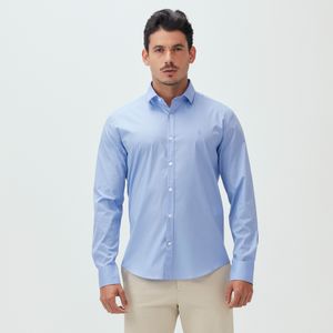 Camisa Tricoline Stretch Azul Original Penguin