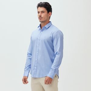 Camisa Tricoline Stretch Azul Original Penguin