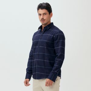 Camisa Flanela Fio Tinto Xadrez Marinho Original Penguin