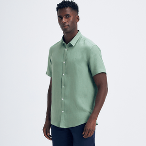 Camisa Linho Lisa Verde Original Penguin